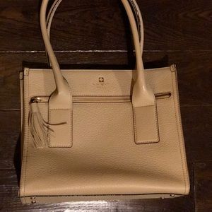 Kate Spade Cream Leather Tassel Tote